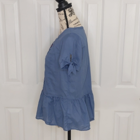 J. Crew Blue Blouse Peplem Hem Size 4 - Picture 5 of 10